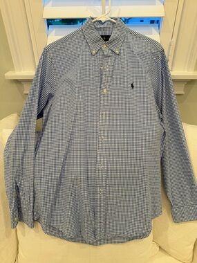 Ralph Lauren Light Blue & White Gingham Button-Down Shirt
